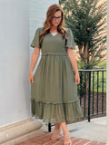 Womens Solid Olive Dress
