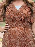 Womens Rust Paisley Dress (Plus Sizes Available)