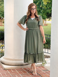 Womens Solid Olive Dress