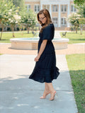 CLEARANCE! Womens Navy Midi Dress (Plus Sizes Available)