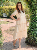 CLEARANCE! Womens Ivory Embroidered Dress (Plus Sizes Available)