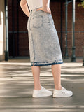 RESTOCKED! Womens Stone Wash Denim Skirt (Plus Sizes Available)